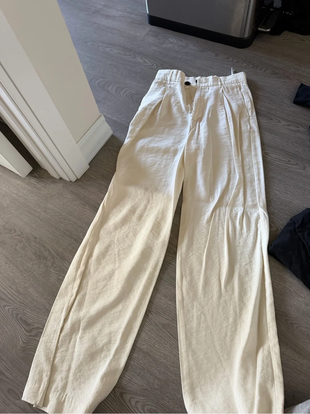 Zara Men Cream Pleated Chinos
